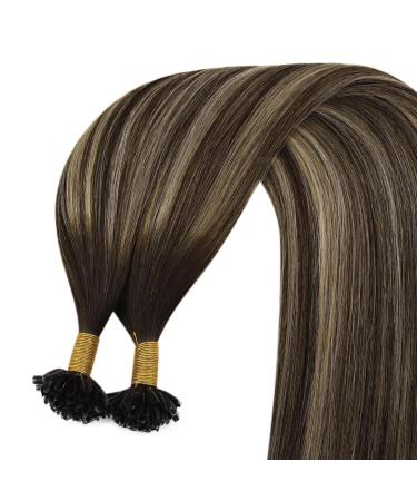 Youngsee Real Hair Extensions - 1g 35cm Bonding Extensions Dark Brown Ombre Blonde U Tip Hot Fusion Keratin Bond - 50g #4/18/35 cm - Buy Online on GoSupps.com