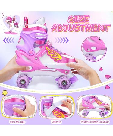 Hozzen Kids Roller Skates for Girls - Adjustable LED Light Up Unicorn Pink Skates (9C-6Y) with Storage Bag - Beginner Toddler Skates M (7.9-8.8IN) - Buy Online on GoSupps.com