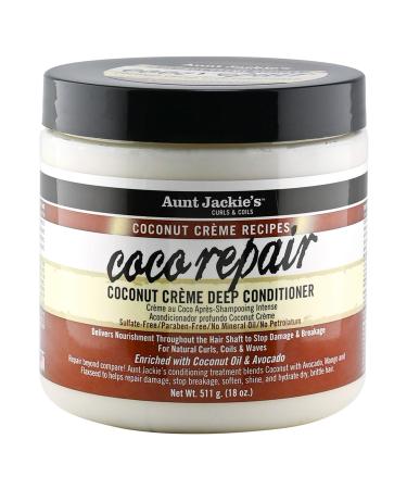 Aunt Jackie's Coconut Crème Recipes Coco Repair Deep Hair Conditioner, Delivers Nourishment, Stops Damage, Breakage for Natural Curls, 18 oz - Buy Online on GoSupps.com