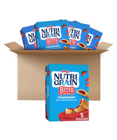 Nutri-Grain Bites Mini Breakfast Bars, Made with Whole Grains, Kids Lunch Snacks, Strawberry, 32.5oz Case (5 Boxes) Strawberry Blast