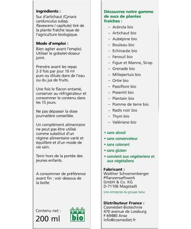 Salus Organic Artichoke Organic Artichoke Juice Supplement Helps with Digestion and Liver Health Vegan No Additives - Buy Online on GoSupps.com