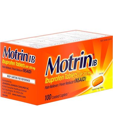 Motrin IB Ibuprofen 200mg Tablets - Pain Reliever for Aches & Pains - 100 Ct - Buy Online on GoSupps.com