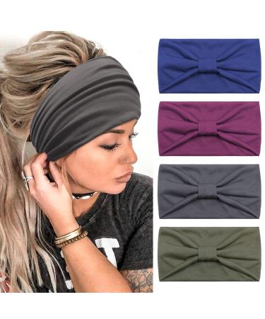 Kavya Wide Headbands for Women's Hair Soft Hair Bands for Women Yoga Ladies Headband Elastic Headbands Knotted Head Bands Adult Women Hair Scarf Fashion Hair Accessories SET-5