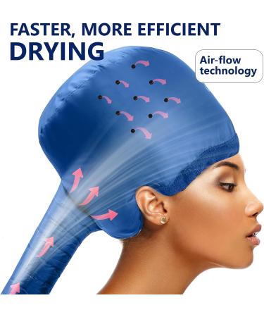 Hair Dryer Bonnet w/A Headband Integrated That Reduces Heat Around Ears & Neck - Hair Dryer Diffuser Cap for Hair Dryer Curly Hair Speeds Up Drying Time Deep Conditioning at Home - Large (Blue) - Buy Online on GoSupps.com