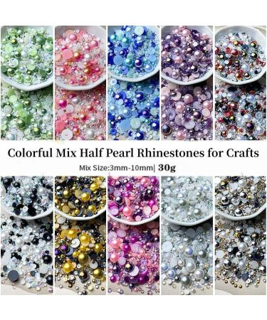 30g Pink Half Pearl Rhinestones for Crafts - Mixed Sizes 3mm-10mm - Resin Flatback Pearls for Nail Art & Jewelry - DIY Decoration - Buy Online on GoSupps.com