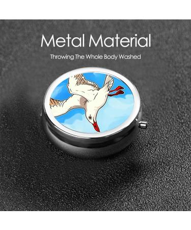 Flying Seagulls Portable Metal Pill Box - Round Mini 3-Compartment with Hinged Design for Small Pills | Ideal for Travel - Shop Worldwide - Buy Online on GoSupps.com