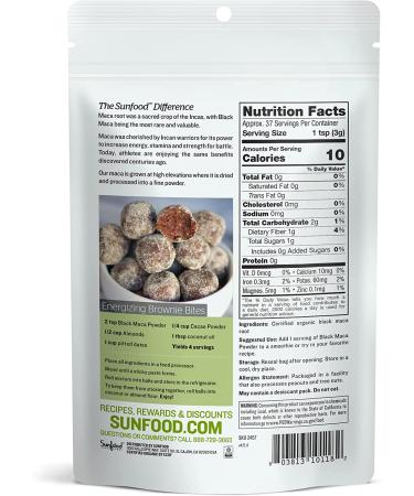 Sunfood Raw Organic Black Maca Powder 4 oz - Superfood for Energy & Wellness - Buy Online on GoSupps.com
