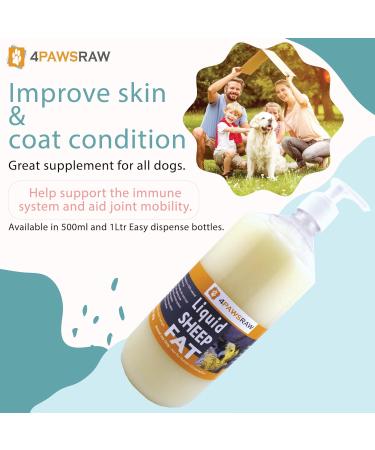 4PAWSRAW Liquid Sheep Fat 100% natural food supplement for your dog (1 Litre) - Buy Online on GoSupps.com
