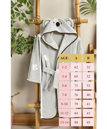 Super Soft Ely Parker Kids Bathrobe - Turkish Cotton Hooded Terry Towel for Boys & Girls (3-4 Years) - Absorbent & Comfortable Koala Design - Buy Online on GoSupps.com