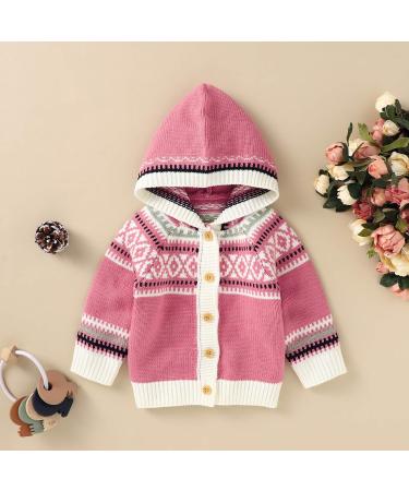 NorthEdge Baby Hooded Cardigan Sweater - Pink, 6-12 Months - Buy Online on GoSupps.com