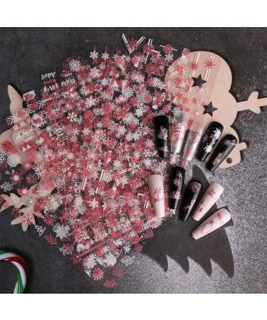 JMEOWIO Christmas Glitter Nail Art Stickers - Snowflake Xmas Winter Holiday Design - 8 Sheets Self-Adhesive Decals in Pink White & Glitter - Buy Online on GoSupps.com