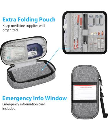 Medmax Insulin Cooling Bag - Portable Water-Repellent Organizer with 2 Cooling Packs for Diabetic Accessories - Insulated Gray Cooler for Insulin Pens - Buy Online on GoSupps.com