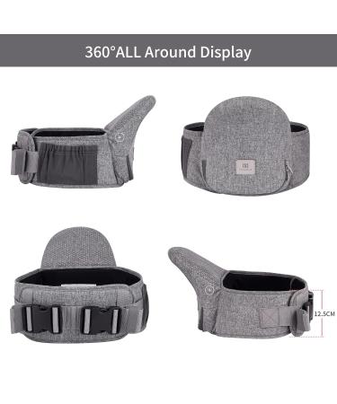 Bebamour HipSeat Baby Carrier 0-36 Months | Adjustable 3-in-1 Back Support Waist Stool - New Light Gray | Lightweight & Comfortable for Newborns to Toddlers - Buy Online on GoSupps.com