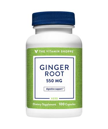The Vitamin Shoppe Ginger Root 550MG Whole Herb Supplement That Supports Digestion & Soothing (100 Capsules)