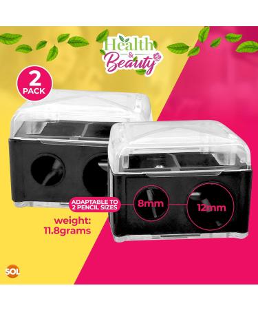 2pk Dual Makeup Sharpener for Eye, Lip, and Eyebrow Pencils - Big & Small Holes Eyeliner Sharpener - Buy Online on GoSupps.com