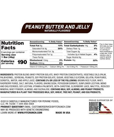 FITCRUNCH Snack Size Protein Bars by Robert Irvine - 6-Layer Baked Bar with Soft Cake Core - Peanut Butter and Jelly Flavor (18 Count) - Buy Online on GoSupps.com
