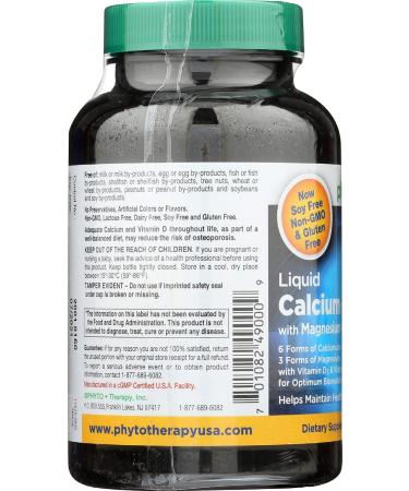 Phyto-Therapy Liquid Calcium 1000 mg - 90 Count | High Potency Supplement - Buy Online on GoSupps.com