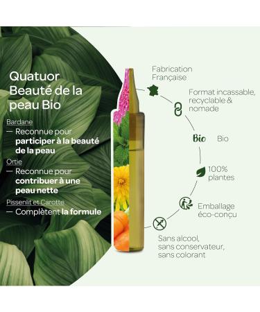 SUPERDIET - ORGANIC SKIN BEAUTY QUARTET - Burdock Nettle Dandelion Carrot -Phytotherapy - NOMAD FORMAT - 20 single doses of 15 ml - Buy Online on GoSupps.com