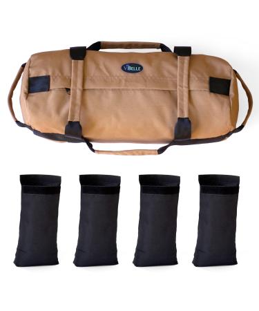 ViBelle Heavy Duty Training Sandbags for Fitness, Zipper Weight Adjustable Fitness Power bag for Weight Lifting, Running, Exercise, Powerlifting with 4 inner sandbag