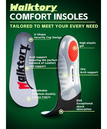 Heavy Duty Arch Support Insoles for Plantar Fasciitis - Shock Absorbing Gel Orthotics for Flat Feet & Heel Pain | Men s 8-8.5 & Women s 10-10.5 - International Shipping Available - Buy Online on GoSupps.com
