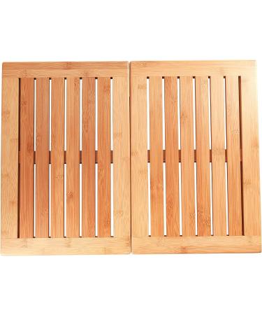 Bamboo Shower Mat - Foldable & Non-Slip Wood Bath Mat - 18 x 24 Inches - Buy Online on GoSupps.com