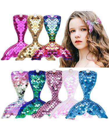 Shullin 8 pieces of hair clips hair clips children hair jewelry baby headgear multi -colored glittering sequin hair clips set for babies girls teen small children