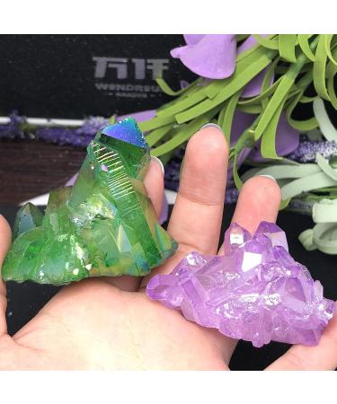 Home Decoration 2pcs Aura Crystal Cluster Angel Aura Titanium Quartz Crystal Stunning Rainbow Specimen Minerals s Stone Crystal Reiki - Buy Online on GoSupps.com