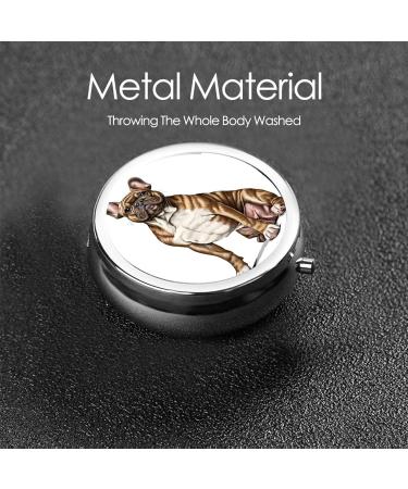 French Bulldog Mini Round Pill Box - 3 Compartment Portable Pill Organizer for Travel Home & Office - Buy Online on GoSupps.com