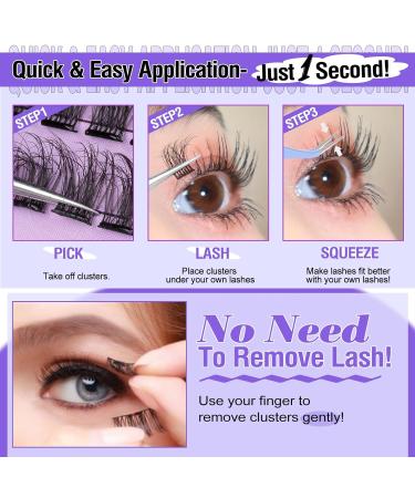 Self Adhesive Lashes Clusters - Fluffy Wispy Eyelash Extensions | Reusable Press On Lashes | No Glue Needed | 10-14mm C Curl | 126pcs by Yawamica - Buy Online on GoSupps.com