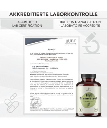 Bionutra Nettle Capsules Bio - 270 x 500mg | Vegan Gluten-Free & Lactose-Free | High Dose Organic Quality | German Made | 4-Month Supply - Buy Online on GoSupps.com