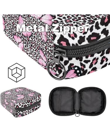 Pink Butterfly & Leopard Pattern Women's Napkin Storage Bag - Portable Menstruation Cup & Tape - Ideal for First Period Essentials - Buy Online on GoSupps.com