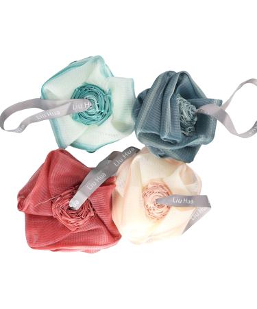 Leadigol Loofah Sponge Set - Exfoliating Bath Sponge for Men & Women | 4 Colorful Flower Shower Accessories | 55g Each - Perfect for Smooth Skin - Buy Online on GoSupps.com