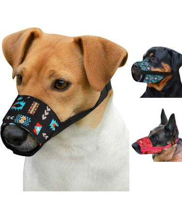 Collardirect Dog Muzzle - Adjustable Soft Breathable Nylon for Small Medium & Large Dogs | Anti-Chewing Barking Biting - 3 Tribal Patterns (Pattern 2) - Buy Online on GoSupps.com