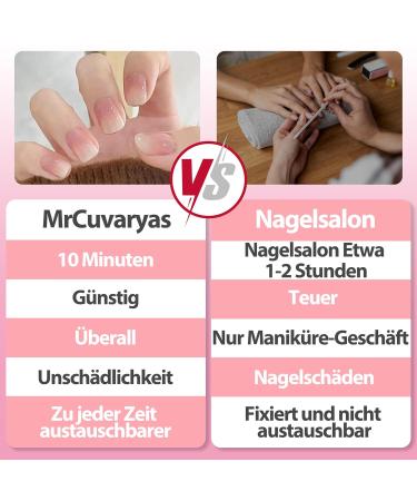 Oval Short French Press-On Nails | Mrcuvaryas Pink Gradient Soft Gel Nail Tips Full Cover - Buy Online on GoSupps.com
