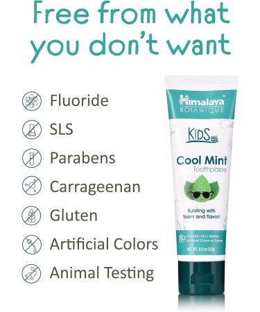 Himalaya Botanique Kids Toothpaste Cool Mint and Bubble Gum Variety Pack Fluoride-Free Gentle No Artificial Colors SLS Free Gluten Free 4 Oz (Pack of 2) - Buy Online on GoSupps.com