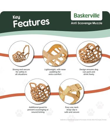 Baskerville Anti-Scavenge Muzzle Size 6 - Breathable & Safe Training Muzzle for Medium Dogs - Buy Online on GoSupps.com