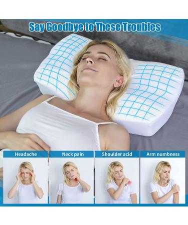 SAHEYER Memory Foam Cervical Pillow for Neck and Shoulder Pain Relief - Orthopedic Contour Pillow for Sleepers - Washable Cover - White - Buy Online on GoSupps.com