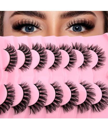 7 pairs 3D artificial eyelashes Russian false eyelashes natural look curly cat eye lashes d curl false eyelashes with natural wispy volume cat eye eyelash (2D50) 7P-D curl-2d50 - Buy Online on GoSupps.com