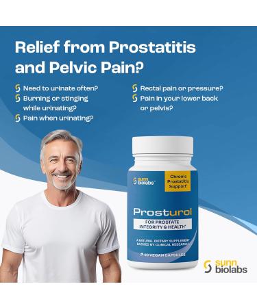 SUNN BIOLABS Prosturol | Prostatitis Treatment | CPPS | Extra Strength Discomfort Relief & Prostate Supplement for Men with Quercetin Saw Palmetto Enzymes for Pelvic Health - 60 Capsules - Buy Online on GoSupps.com