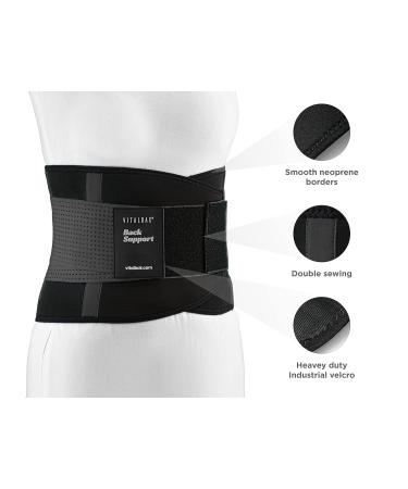 Vitalbak Back Support Belt for Men & Women | Relieve Hip & Back Pain | Adjustable Lumbar Bandage (Black Size S) - Buy Online on GoSupps.com
