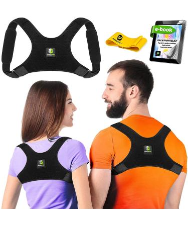 Back Posture Corrector for Women and Men - Shoulder Brace Back Posture Corrector - Upper Back Support - Back Straightener Posture Corrector - Resistance Band Included (Regular) 1 Count (Pack of 1)