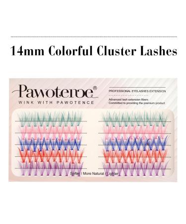 Colored Cluster Lashes DIY Individual Eyelash Extension 5 Colors 14mm Curl Set - 100pcs False Lashes Pack by Pawotence - Buy Online on GoSupps.com
