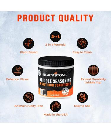 Blackstone 2-IN-1 Griddle & Cast Iron Seasoning Conditioner 6.5 OZ - Food Safe Cleaner & Conditioner - Buy Online on GoSupps.com