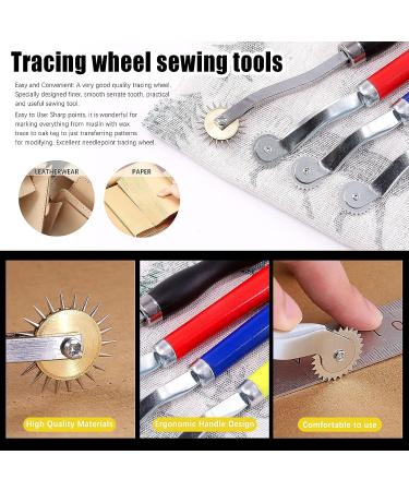 Mardatt 8Pcs Professional Leather Sewing Kit - Tracing Wheels, Pattern Notcher, Scratch Awl, Tailors Chalk, Measuring Tape - for Leather, Tailor, Paper, Cloth Sewing - Buy Online on GoSupps.com