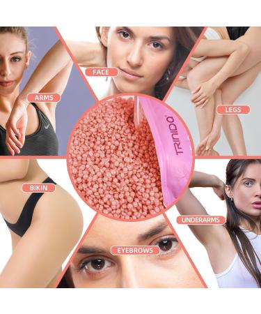 TRINIDa Rose Hard Wax Beads 1000g + 10 Applicators - Gentle Hair Removal Wax for Full Body, Facial, and Legs - Painless Wax Beads for Women and Men - 1kg - Buy Online on GoSupps.com