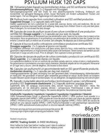 NPVital NL Psyllium husk capsules 100 psyllium husk powder intestinal digestion detox vegan and glutenfree 120 capsules by MoriVeda - Buy Online on GoSupps.com