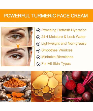 Turmeric Face Cream - Natural Moisturizer for Soothing & Hydrating | Vitamin C Anti-Aging Cream for Face & Body - 50g - Buy Online on GoSupps.com