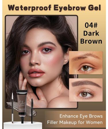 Waterproof Eyebrow Gel Dark Brown Sweat-Proof Longwear Strong Hold Tinted Brow Gel Vegan Cruelty-Free Brow Glue Mascara for Eyebrows with Eyebrow Brush Enhance Eye Brows Filler Makeup for Women-04 04 Dark Brown - Buy Online on GoSupps.com