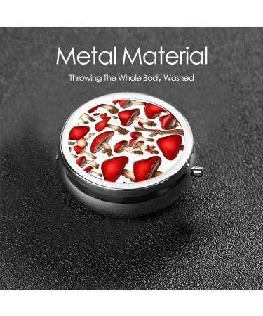 Red White Mushroom Mini Round Pill Box - 3 Compartment Portable Organizer for Travel Home & Office - Buy Online on GoSupps.com