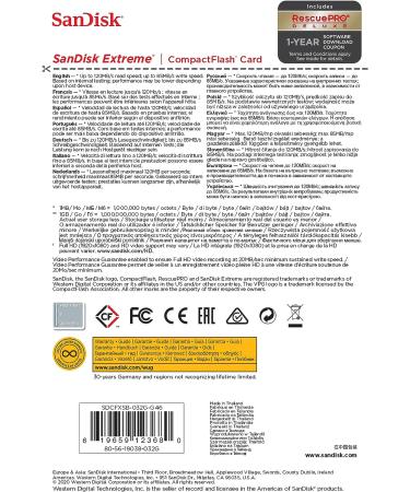 SanDisk 32GB Extreme CompactFlash Memory Card - UDMA 7 Speed Up To 120MB/s - Buy Online on GoSupps.com